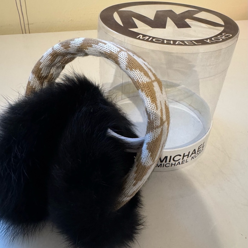 Michael Kors Black and Tan Fur Earmuffs